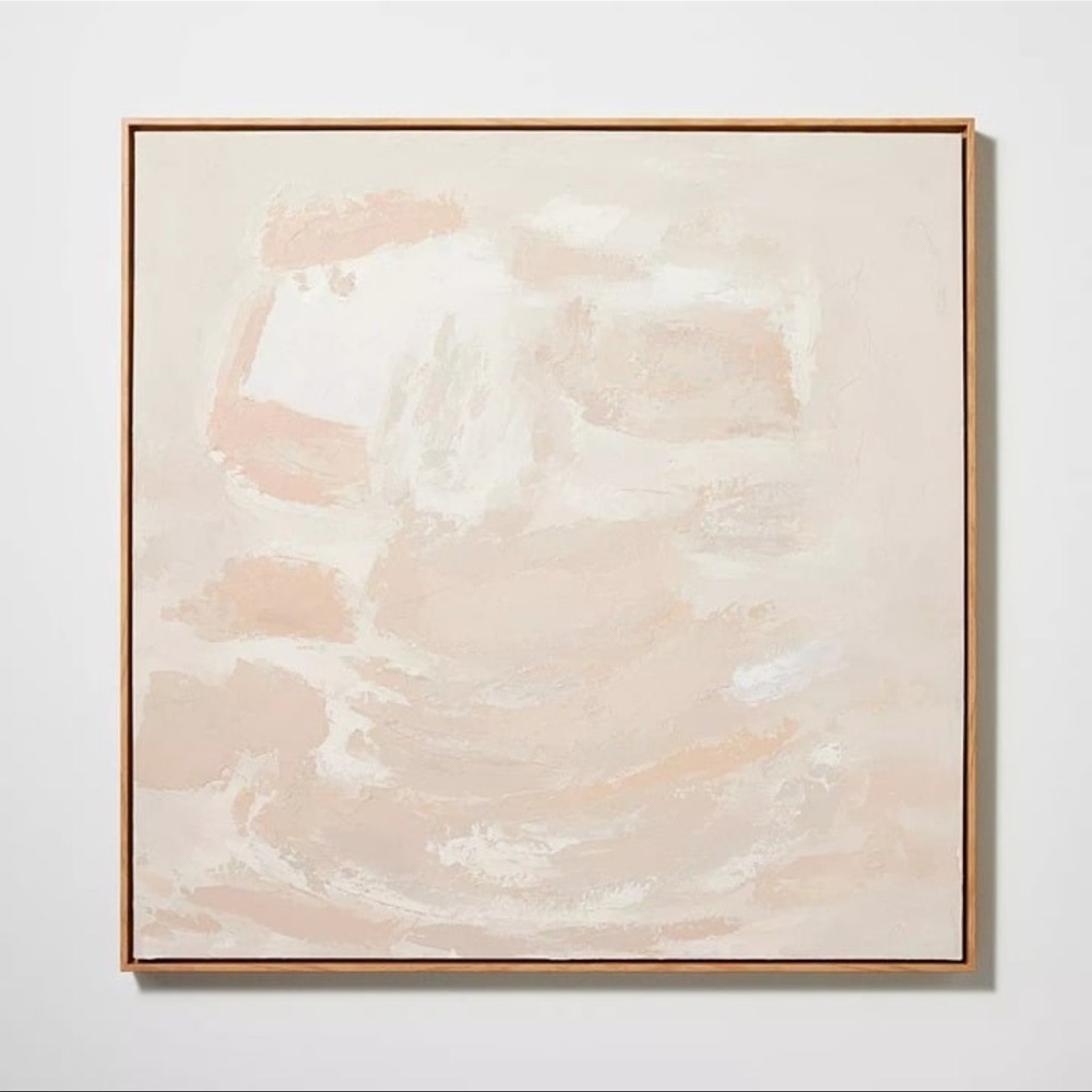 Threshold Studio McGee 30x30 Hope To Taupe Framed Embellished Canvas Light Wood